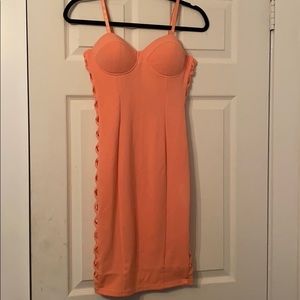 Peach bustier midi dress